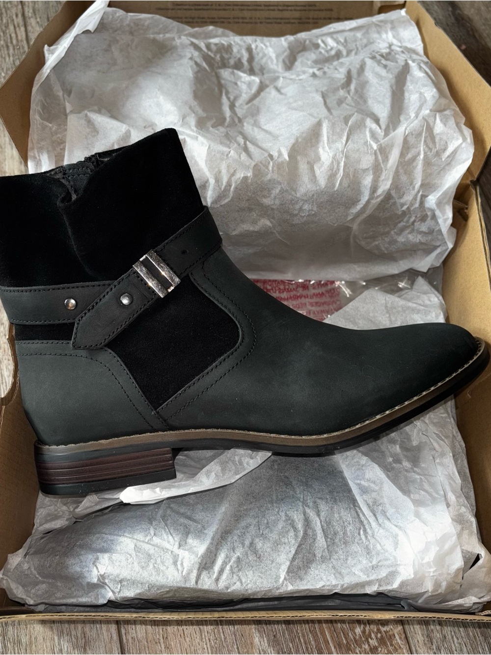 Clarks Black Suede & Leather Ankle Boots